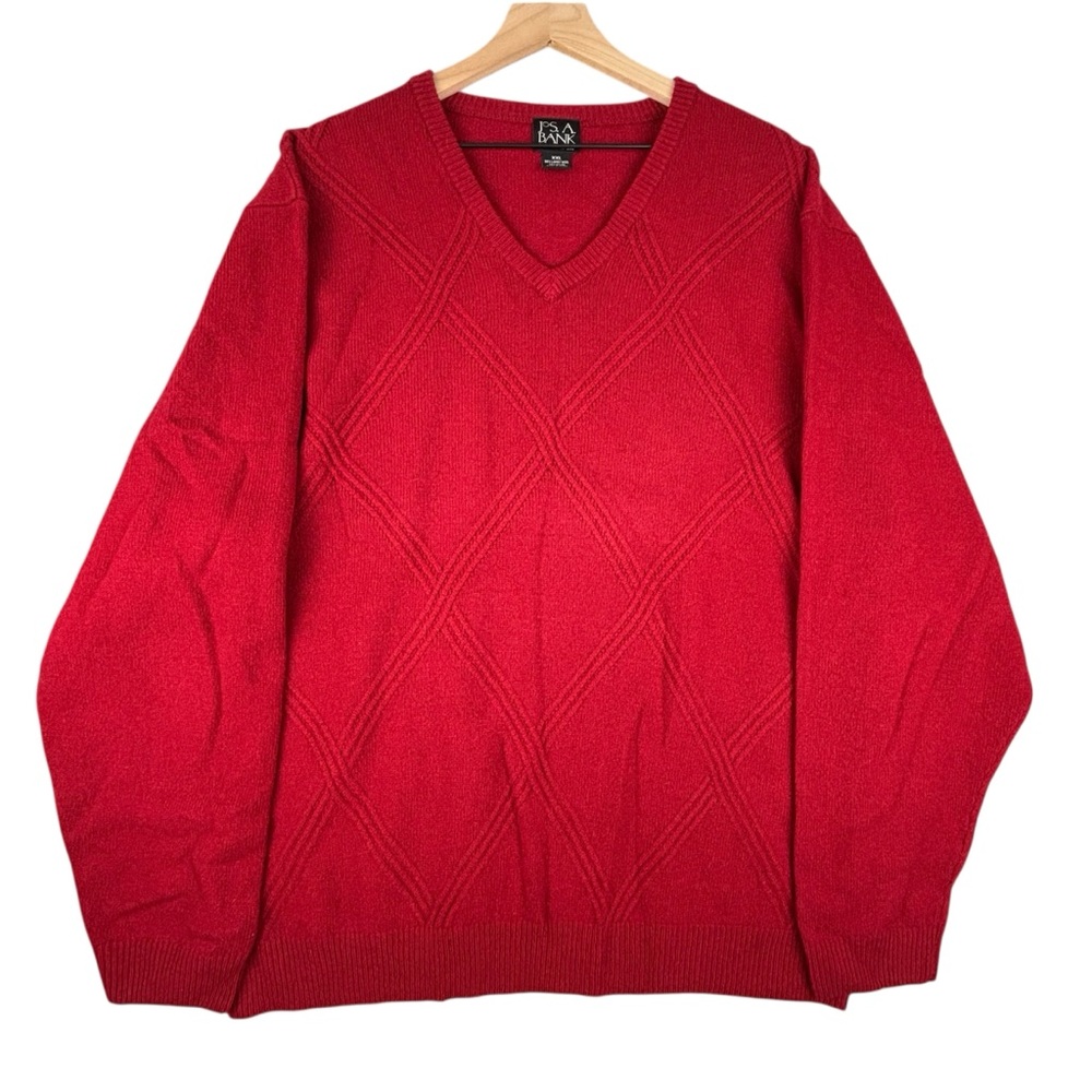 Jos. A Bank Sweater Mens XXL Red Mens‎ Lambs Wool Blend Holiday